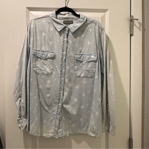 Light Blue Star Patterned Women's Top